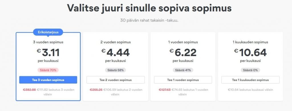 NordVPN hinta ja paketit
